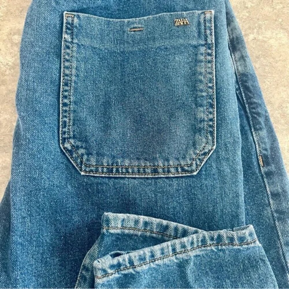 Zara Paper Bag Medium Wash Jeans - Picture 6 of 14
